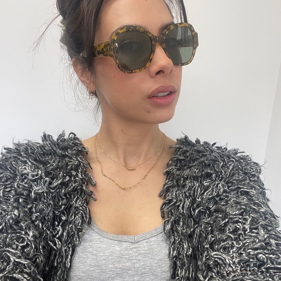 Saint Laurent Brown & Black Cheetah Tortoise Plastic Square Frame Sunglasses - Picture 8 of 13